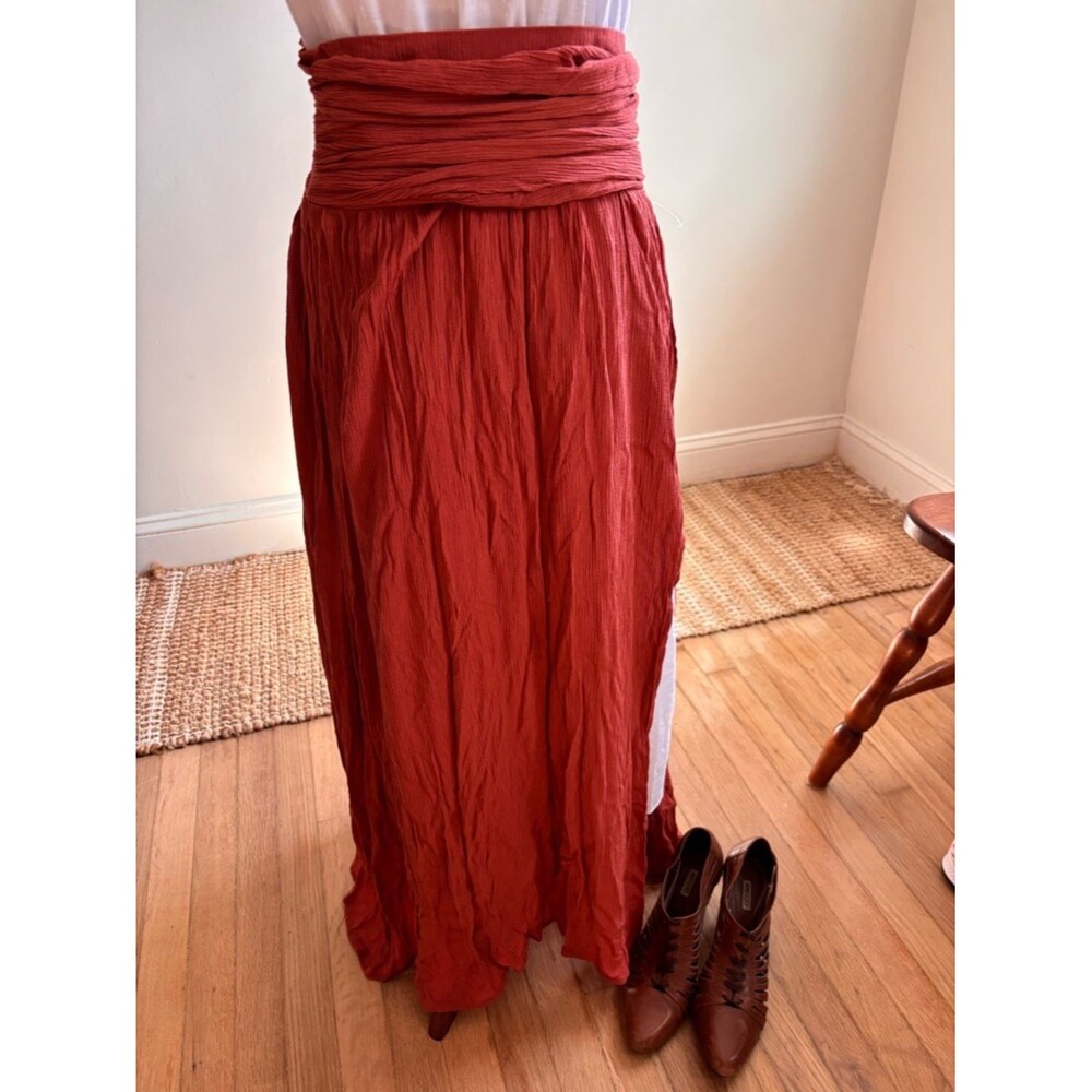 Terracotta Maxi Skirt NWT High Slit Small